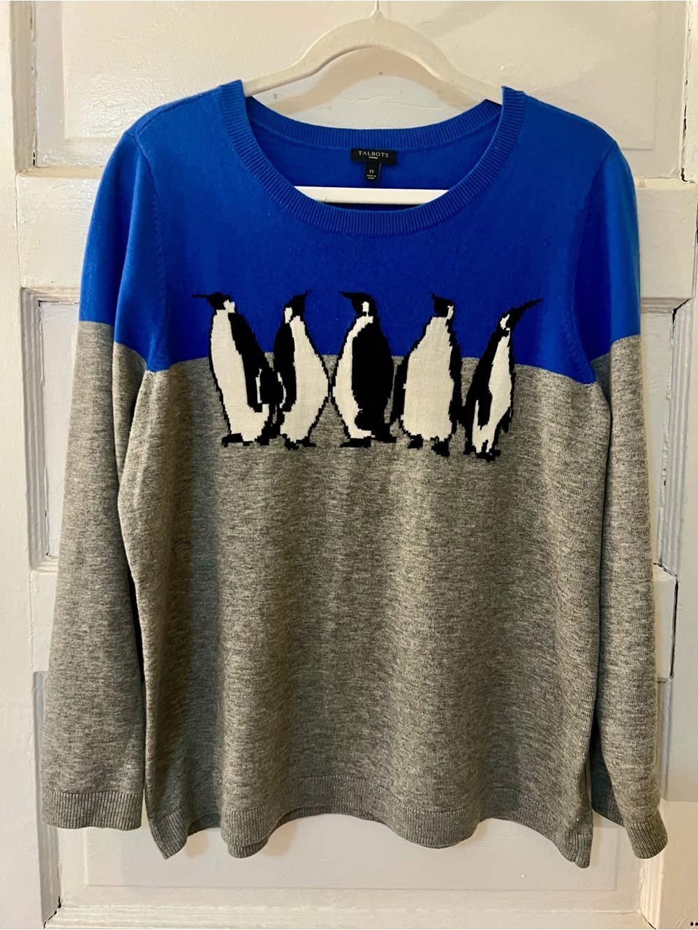 Talbots Whimsical Penguins Knit Pullover